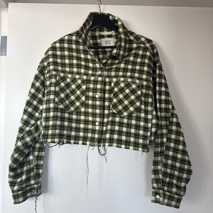 BDG Urban Outfitters Green Plaid Cropped Shacket
